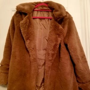 faux fur swing coat
